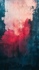 Textured Concrete Wall with Red and Blue Paint Background