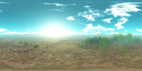 HDRI, environment map , Round panorama, spherical panorama, equidistant projection, panorama 360, Forest and swamp, 3d rendering