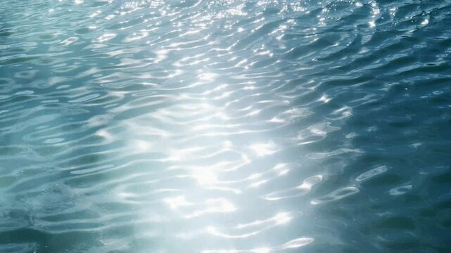 夏　強い太陽の日差しを受けてキラキラ光る青い海・川の水の表面・波の模様と輝く光のボケ　暑い・猛暑・涼しい・夏休み・水遊び・バカンスの背景