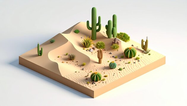 Desert landscape, isometric style