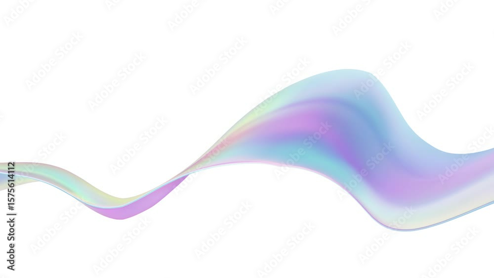 Poster 3d abstract wave seamless loop with glass ribbon fluid and blue shapes. holographic gradient for iri
