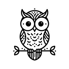 Fototapeta premium Geometric Owl: Line Art Print, Bird Illustration