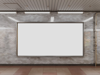White Blank Indoor Advertising Promotion Billboard Mockup on a Wall