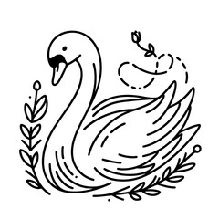 Fototapeta premium Elegant Swan Line Art: Graceful Bird Illustration