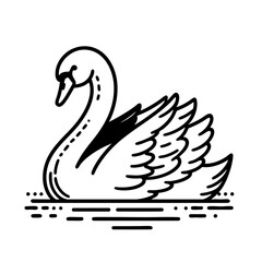 Fototapeta premium Elegant Swan: Line Art of a Graceful Bird on Water
