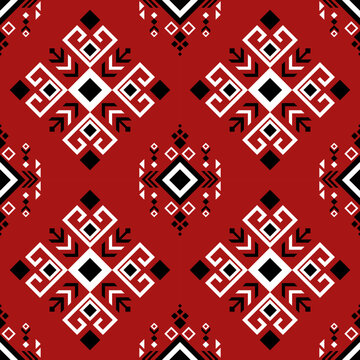 seamless pattern with red and black squares