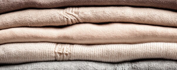 Sustainable fashion concept Stacked gray textiles displaying a variety of textures and patterns.