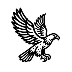 Obraz premium Majestic Eagle in Flight: Black and White Line Art