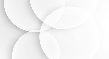 Minimalist abstract background with overlapping translucent white circles on a soft gray surface, creating a clean, modern, and airy visual aesthetic.