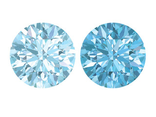 Sky blue light and intense color round diamond and gems brilliant cut, which is designed to maximize light reflection and brilliance.