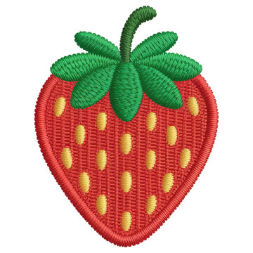 Red strawberry with green leaves fruit