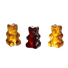 Colorful Gummy Bears in Three Distinct Poses and Colors