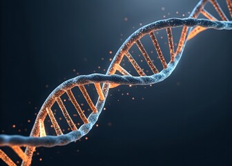 A Stunning Visual Representation of DNA Double Helix Highlighting Genetic Structure with Glowing Particles Emphasizing Its Scientific Significance and Complexity