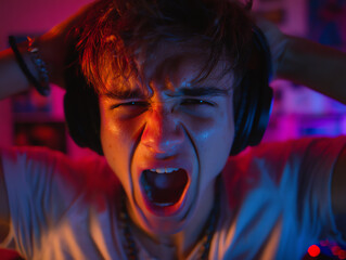 Person expressing intense emotions through screams.