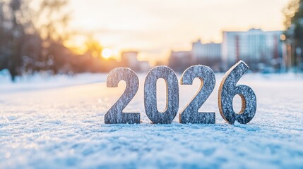 Dramatic Winter Road Leading to the Future Journeying Toward the Year 2026 in a Snowy Landscape