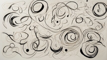 Ink Pen Scribbles on Lined Paper Sheet background