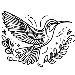 Obraz premium Hummingbird in Flight Elegant Line Art Drawing