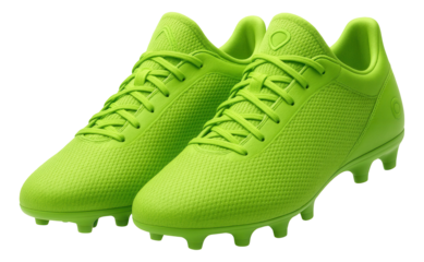 Low-cut soccer cleats in neon green with studded outsole for firm ground play