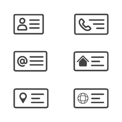 Business Card Line Icons - Professional Contact Info Icon Pack