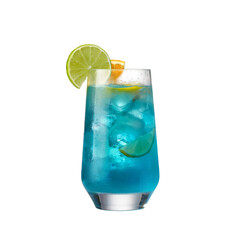 Blue Lagoon Mocktail Transparent PNG &ndash; Blue Lagoon Mocktail Drink with Lime and Orange &ndash; Blue Lagoon Mocktail Cutout Image for Design Use