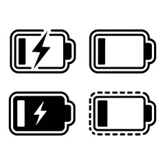 Battery status icons showing charging and low power levels