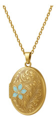Vintage-inspired locket necklace with engraved floral patterns