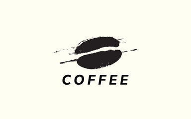 Coffee Beans Logo Design with Grunge Texture and Rustic Vintage Style for Cafe Branding