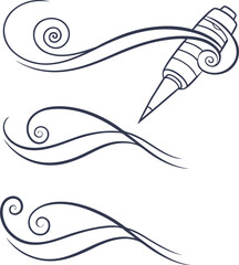 Elegant black and white swirling floral pattern with ornate leaf and curl elements, perfect for a vintage art deco border or tattoo design