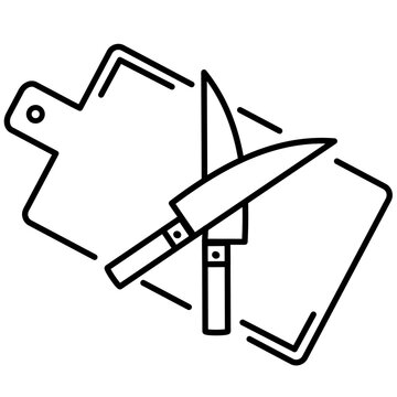 Cutting board with knife icon