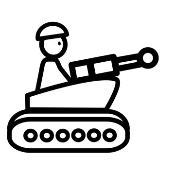 Cartoon Tank Icon with Soldier 