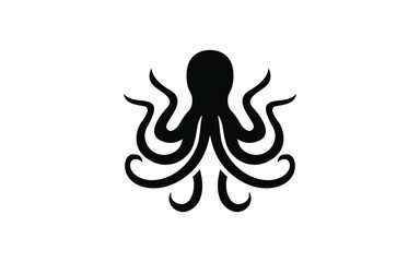 Minimal Octopus Silhouette Design Featuring Curved Tentacles and Nautical Sea Theme