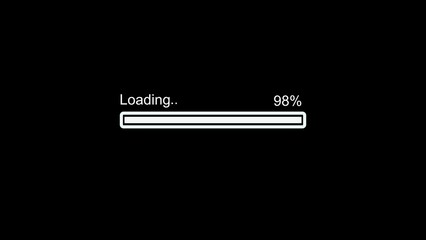 Progress bar indicating 98 percent complete loading process against a black background