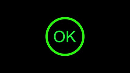 Green ok symbol on black background representing approval affirmation and agreement