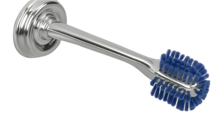 Cleaning action with toilet brush home bathroom product photography indoor close-up