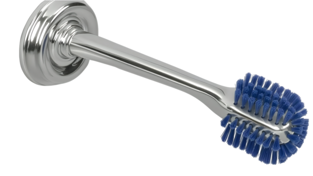Cleaning action with toilet brush home bathroom product photography indoor close-up