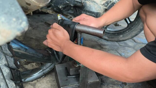 manually patching a motorcycle tire leak