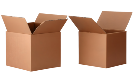 Shipping action open cardboard boxes warehouse location product display neutral setting