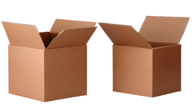 Shipping action open cardboard boxes warehouse location product display neutral setting