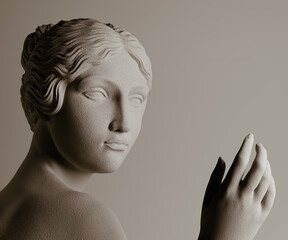Marble statue of Greek goddess. Stylized Venus sculpture. 3d rendering antique woman © vpanteon