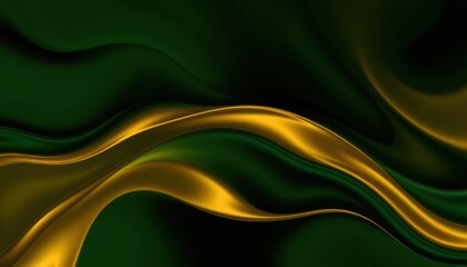 Fototapeta premium Abstract gold and green flowing silk