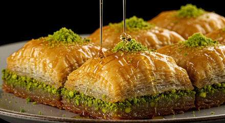 Honey-Glazed Pistachio Baklava – Flaky Layers of Traditional Middle Eastern Dessert