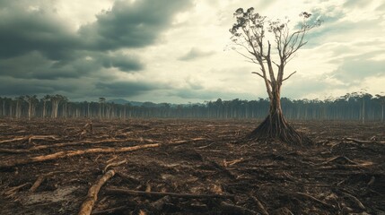 Deforested landscape environmental damage