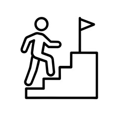 Achievement and Success Icon: Person Climbing Stairs to Reach Goal