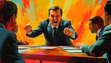 Project leadership conflict mediation and negotiation illustrating managers collaboratively resolving disputes and fostering teamwork in a corporate project management environment87788126 2