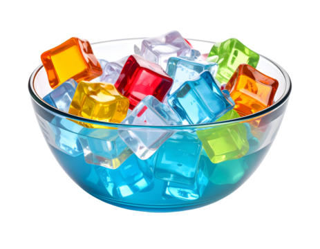 Colorful ice cubes in glass bowl - Powered by Adobe