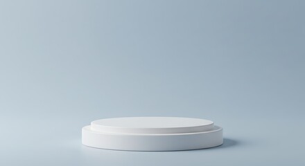 Minimalist White Circular Platform on Light Blue Background for Product Display