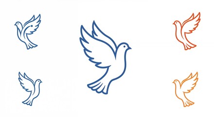 Obraz premium Set of dove icons in various colors