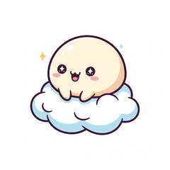 Fototapeta premium a happy mochi character sitting on a cloud