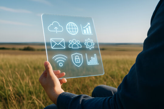 Innovative glass tablet displays cloud data in a natural setting - Powered by Adobe