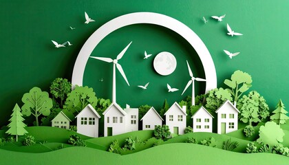 Naklejka premium Eco-friendly village scene